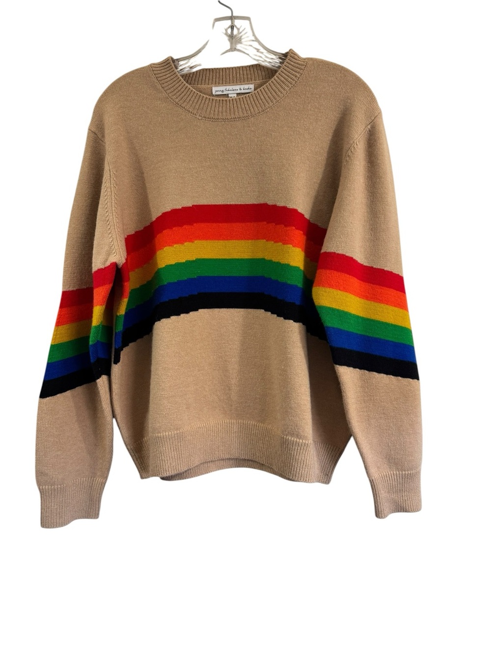 Young Fabulous And Broke Rainbow Sweater M/L soft, cozy, contemporary